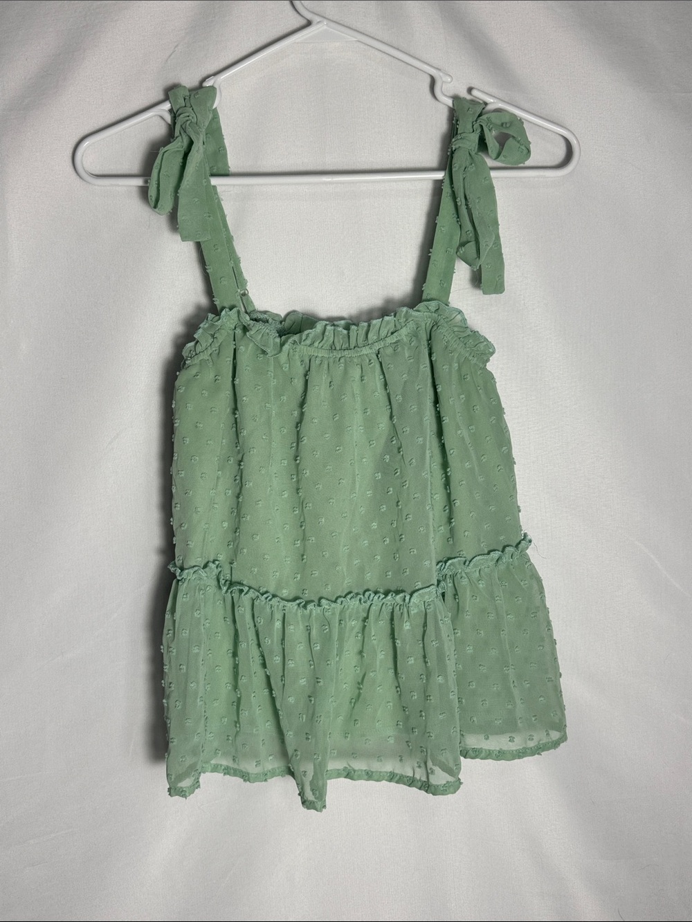 Altar’d State Mint Green Coquette Babydoll Swiss Dot Tie Strap Tank Size XS